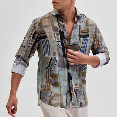 Brown Textured Abstract Shirt