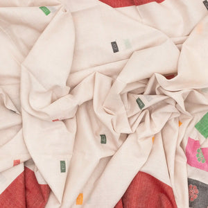 Off White Handloom Bengal Cotton Saree With Contrast Border