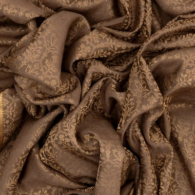 Beige Mysore Crepe Silk Saree With Floral Jaal Zari Motifs