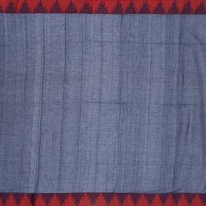 Navy Blue Handloom Bengal Cotton Saree With Temple Border