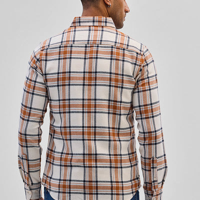 Cream Checks Slim Fit Shirt