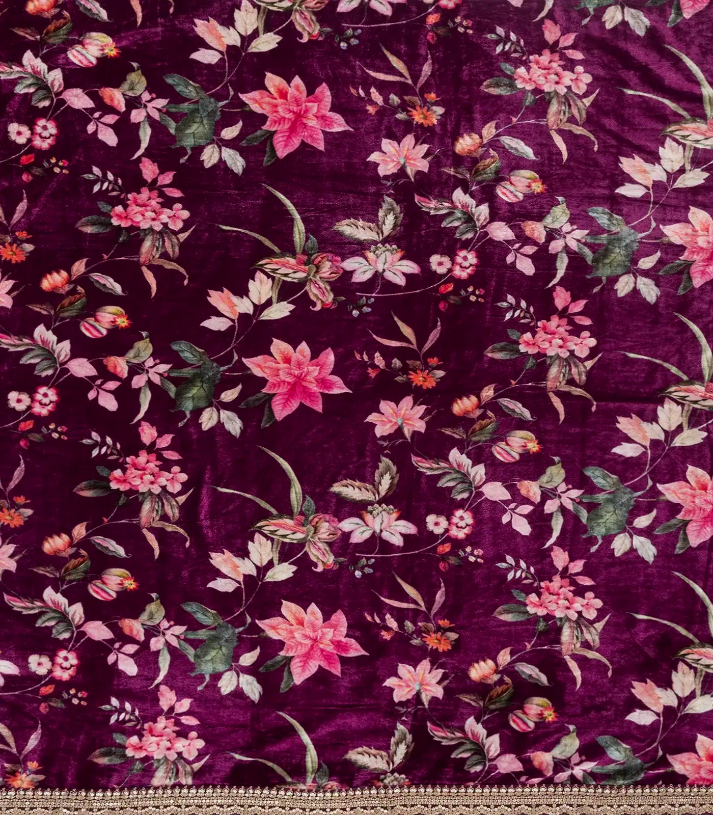 Burgundy Woven Plain Satin Saree With Embroidered Border