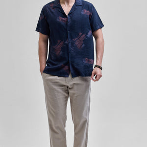 Navy Abstract Box Fit Shirt