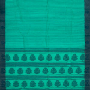 Aquamarine Bengal Cotton Saree With Dotted Stripes