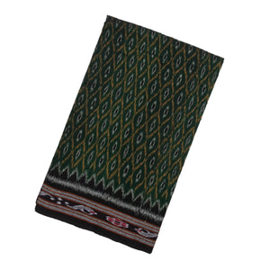 Dark Green Handloom Orissa Cotton Saree With Tie & Dye Jaal Motifs