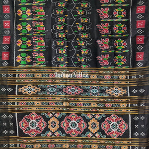 Black Border Pasapali Odisha Ikat Contemporary Silk Saree