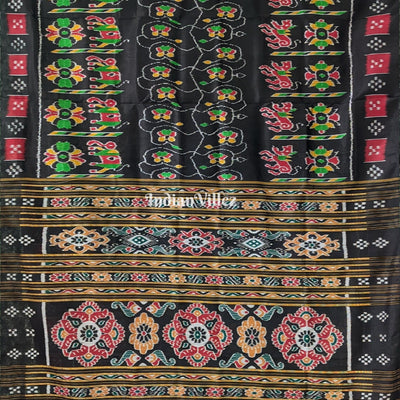 Black Border Pasapali Odisha Ikat Contemporary Silk Saree