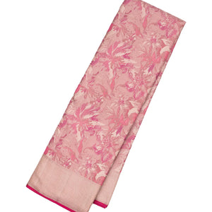 Dusty Pink Handloom Kanchipuram Silk Saree With Abstract Floral Motifs