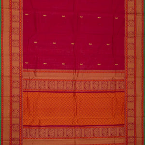 Pink Handloom Kanchi Cotton Saree With Mango Buttas