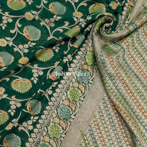 Rama Green Pure Banarasi Khaddi Georgette Saree