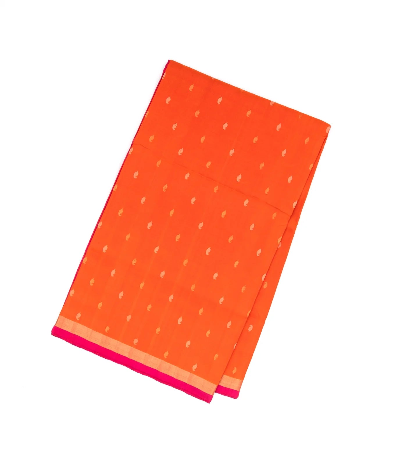 Red Handloom Uppada Silk Saree With Floral Buttas & Pink Pallu