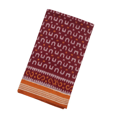 Crimson Handloom Orissa Cotton Saree With Tie & Dye Motifs