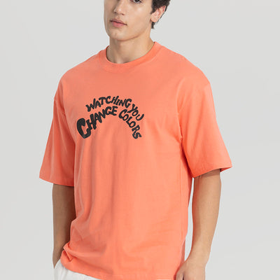 Watching You Orange Oversized T-Shirt