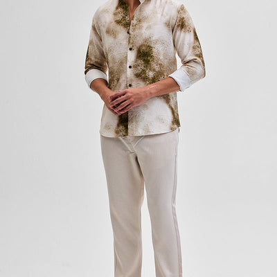 Cream Textured Abstract Shirt