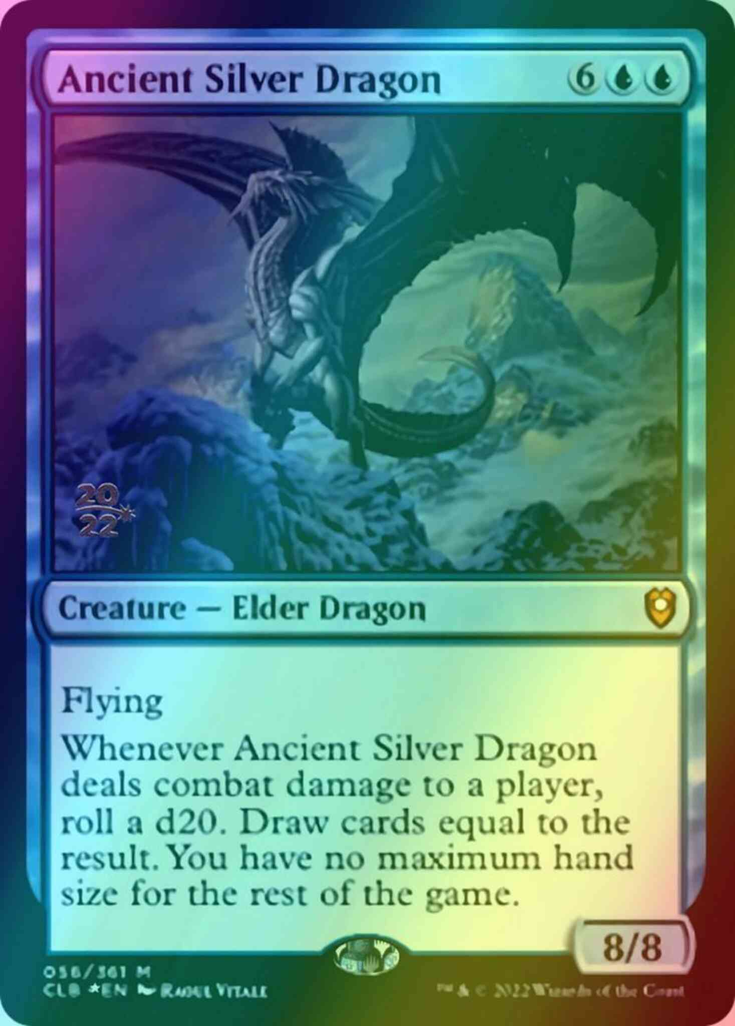 Ancient Silver Dragon [56s] [Prerelease] [Commander Legends: Battle for Baldur's Gate: Promos] [Foil]