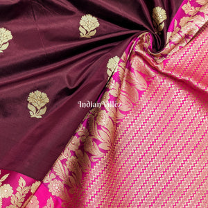 Coffee Rani Handwoven Banarasi Katan Silk Saree