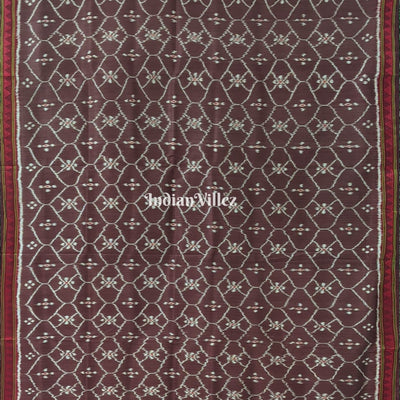 Brown Ganthiapali Theme Contemporary Silk Saree with Dongria Border and Pallu