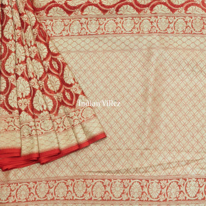 Red Pure Banarasi  Khaddi Georgette Saree
