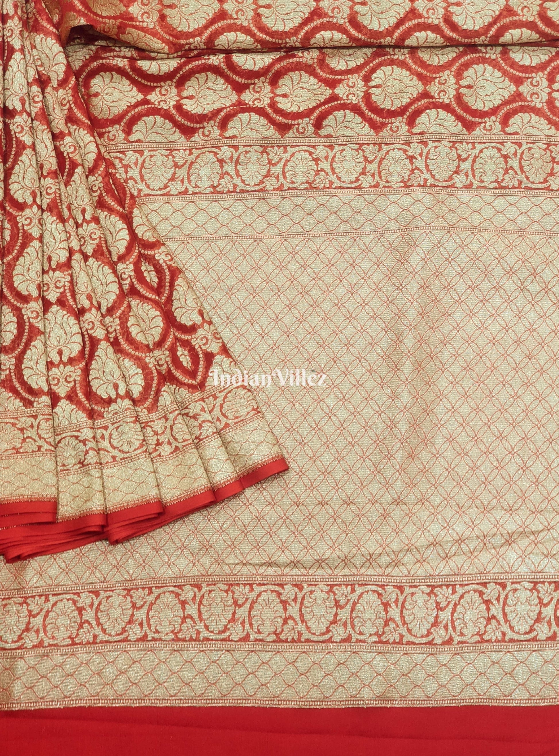 Red Pure Banarasi  Khaddi Georgette Saree