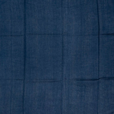 Navy Blue Handloom Tussar Silk Saree Printed With Floral Motifs