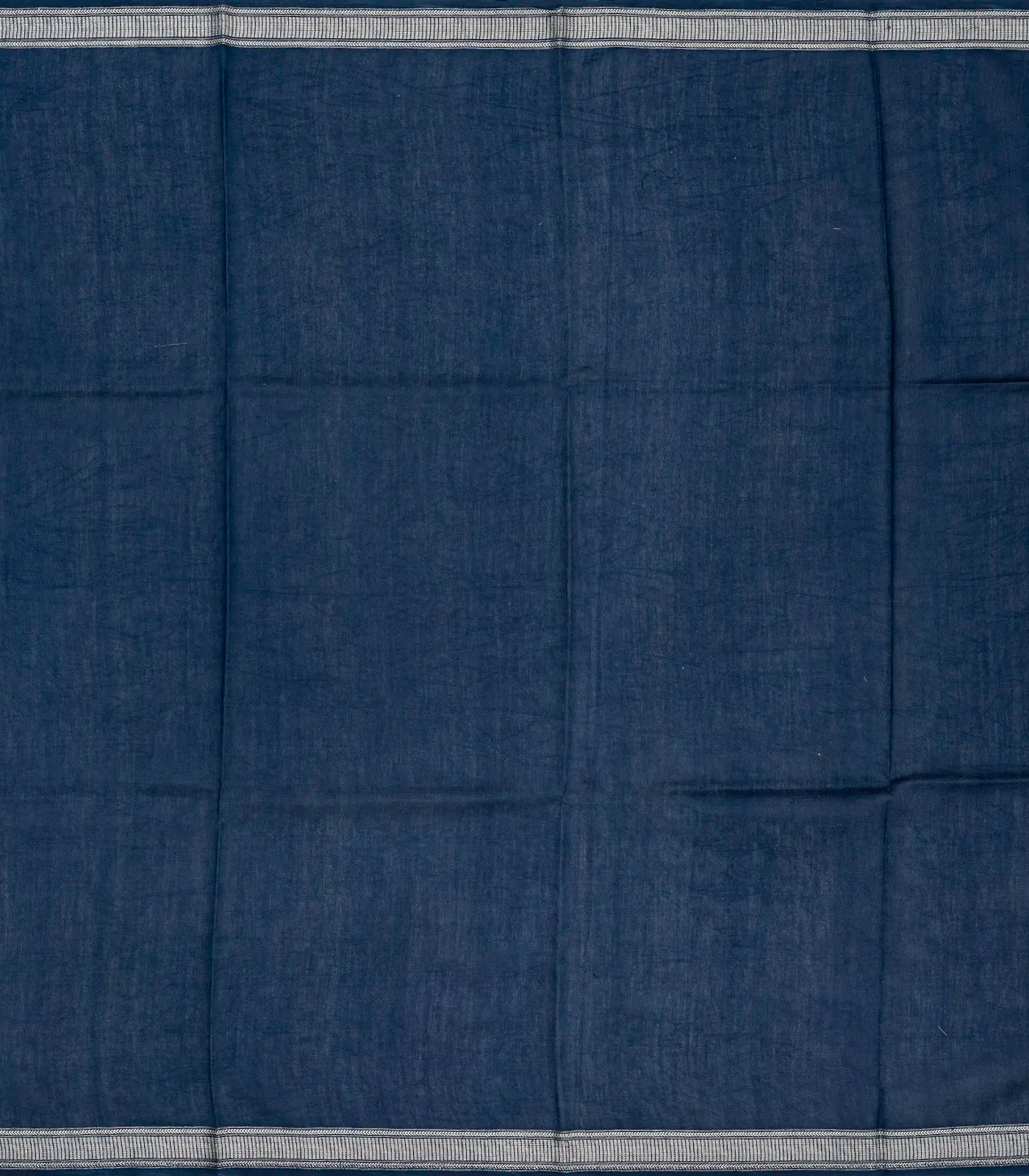 Navy Blue Handloom Tussar Silk Saree Printed With Floral Motifs
