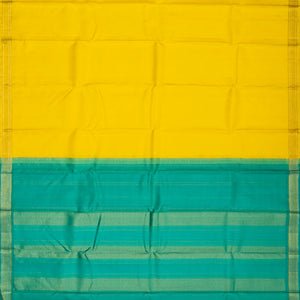Lemon Yellow Handloom Kanchipuram Silk Saree With Zari Border
