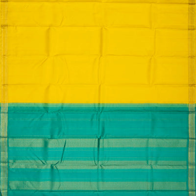 Lemon Yellow Handloom Kanchipuram Silk Saree With Zari Border