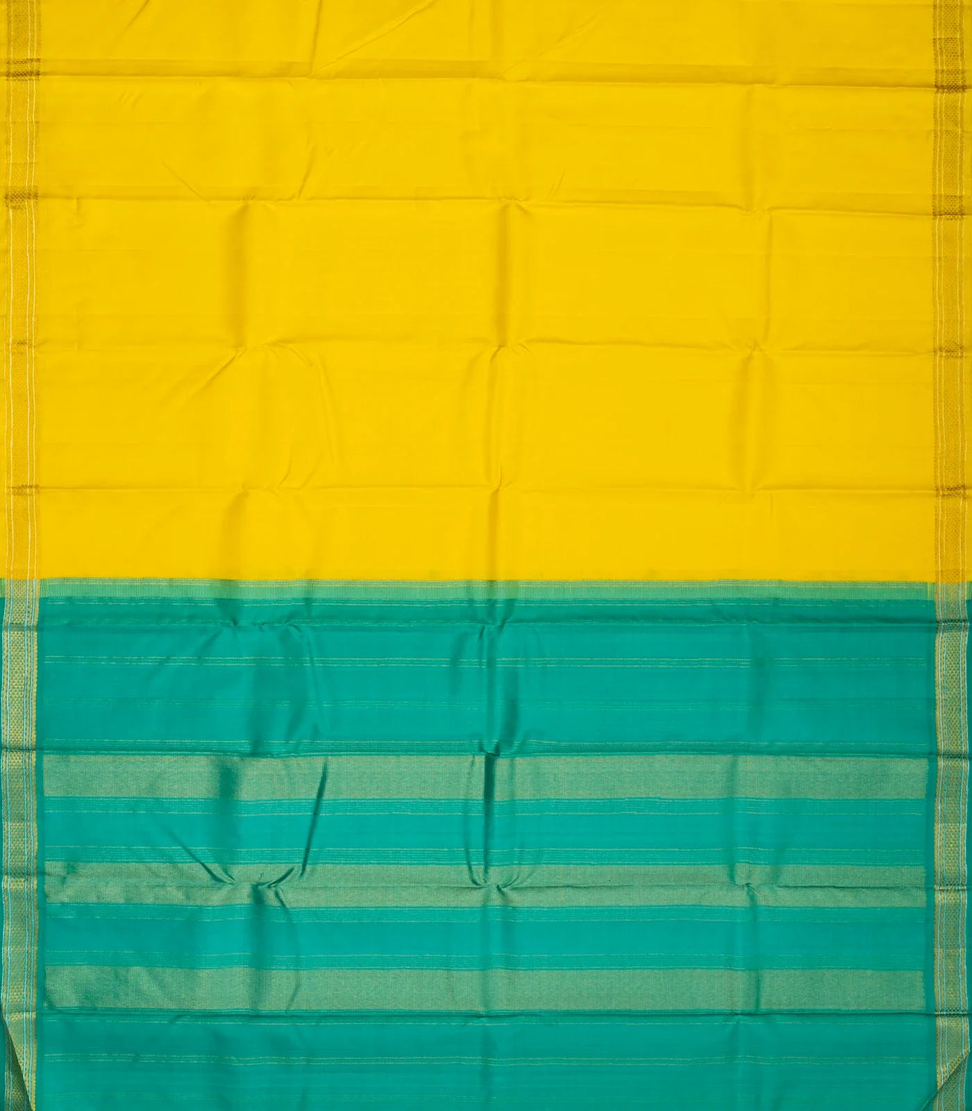 Lemon Yellow Handloom Kanchipuram Silk Saree With Zari Border