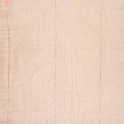 Light Peach Bengal Cotton Saree With Floral Motifs