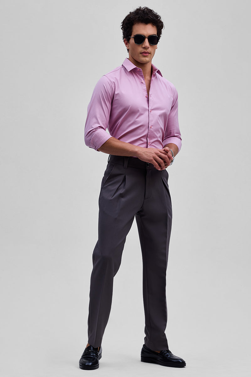 Pink Stretchable Slim Fit Shirt
