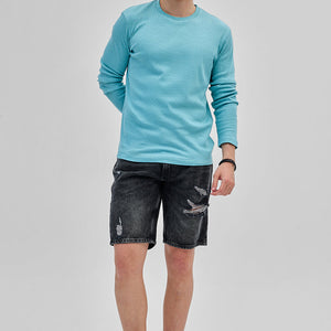 Blue Textured Sweatshirt