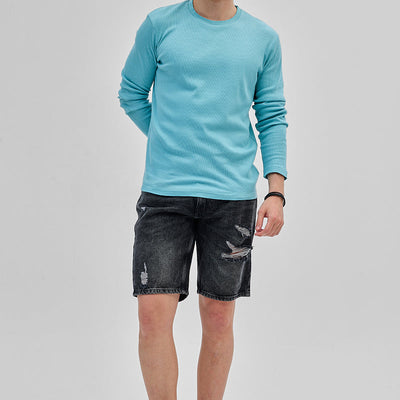 Blue Textured Sweatshirt