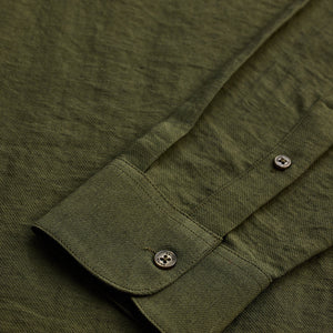 Olive Slim Fit Linen Shirt