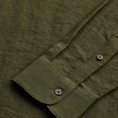 Olive Slim Fit Linen Shirt
