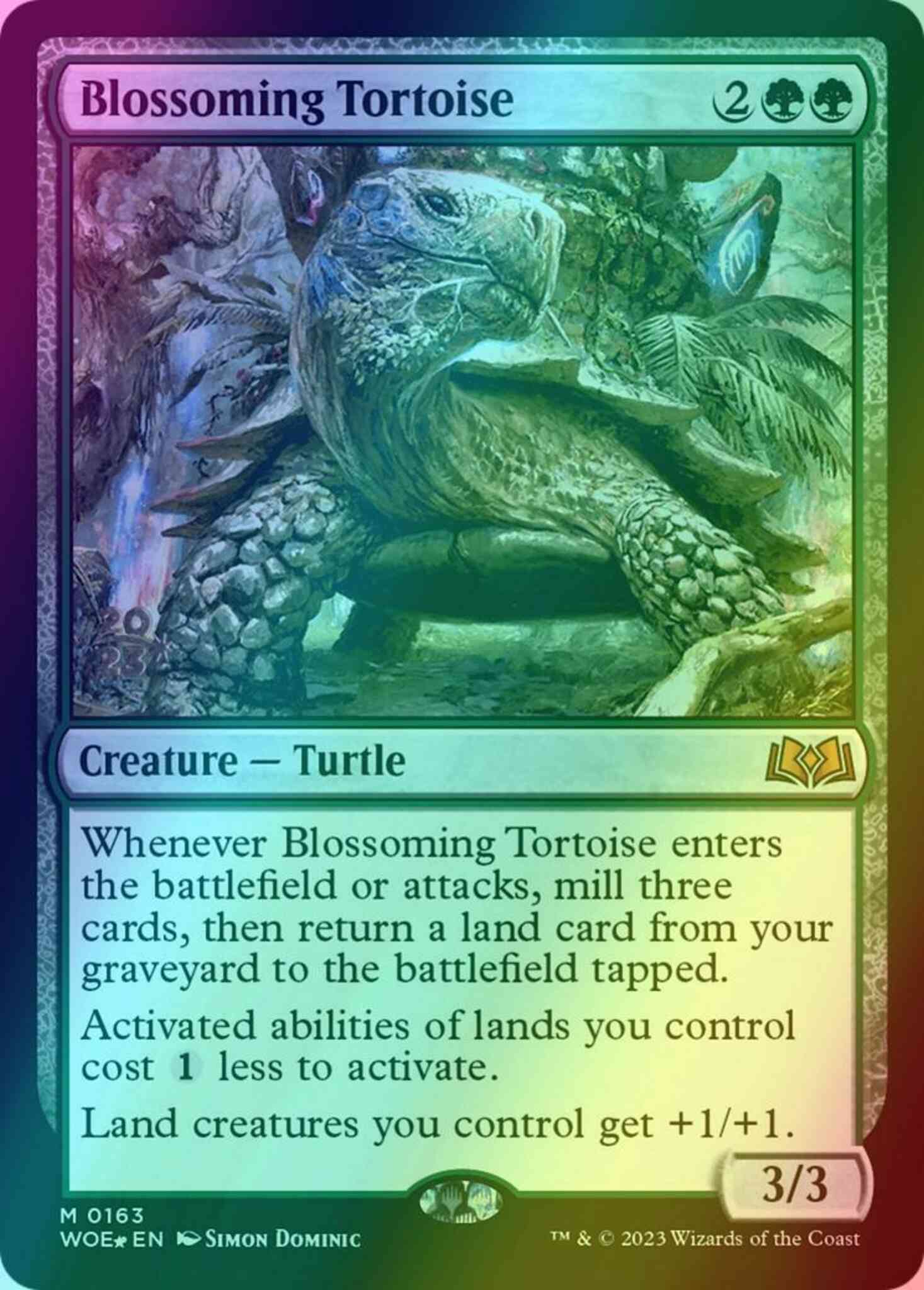 Blossoming Tortoise [163s] [Prerelease] [Wilds of Eldraine: Promos] [Foil]