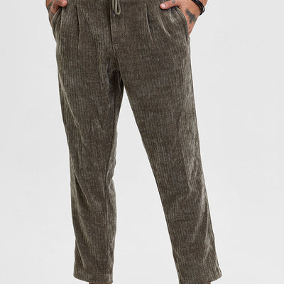 Olive Corduroy Relaxed Fit Trousers
