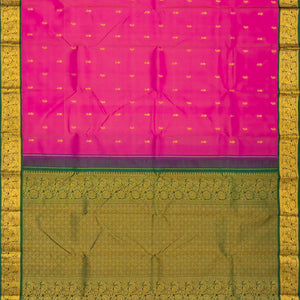 Hot Pink Handloom Kanchipuram Korvai Silk Saree With Floral Buttas