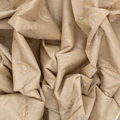 Beige Handloom Village Cotton Saree With Mango Motifs