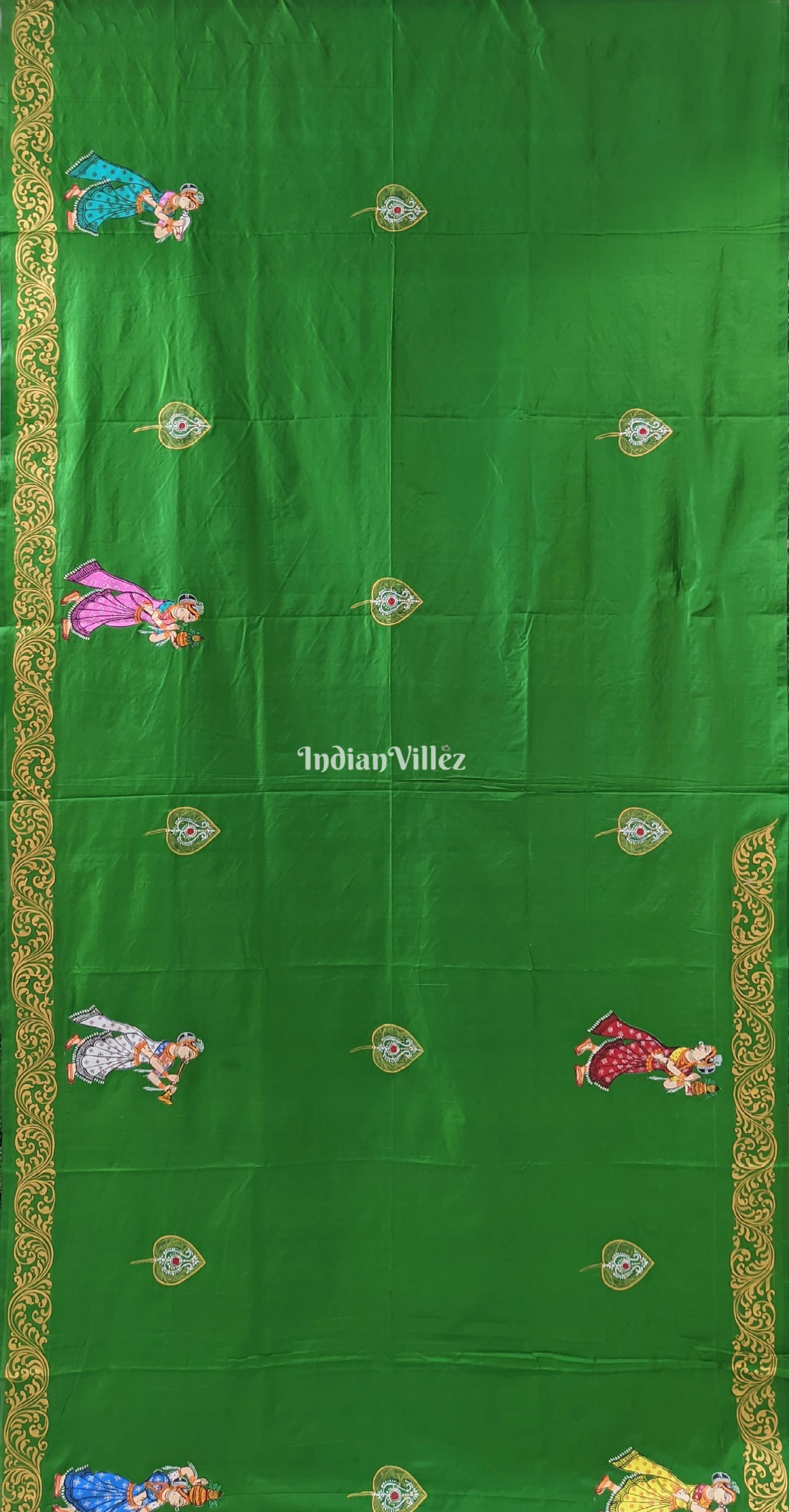 Dark Green Doli Barat & Marriage Theme Hand-Painted Pattachitra Saree (PRE ORDER)