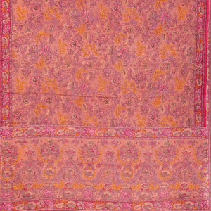 Dusty Pink Woven Digital Printed Chiffon Silk Saree With Floral Motifs