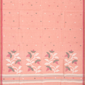 Light Peach Bengal Cotton Saree With Diamond Motifs