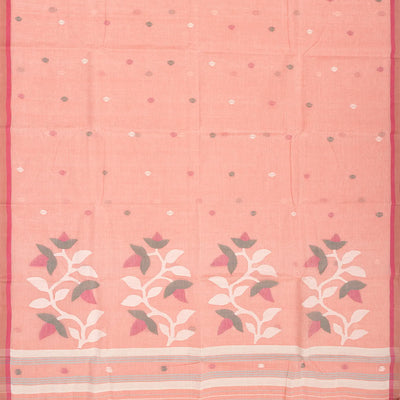 Light Peach Bengal Cotton Saree With Diamond Motifs