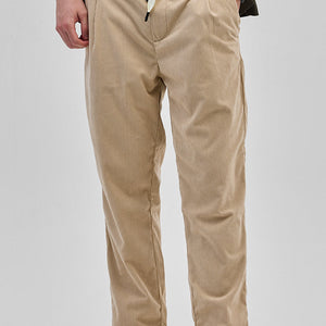 Beige Corduroy Relaxed Fit Trousers