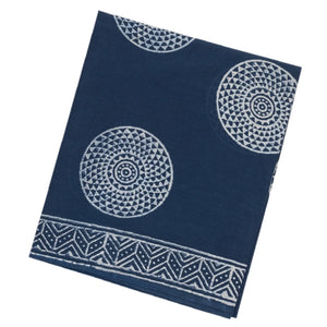 Navy Blue Woven Jaipur Cotton Saree Printed With Flower Motifs