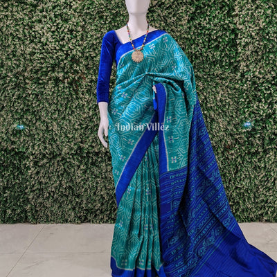 Turquoise Blue Odisha Handloom Contemporary Silk Saree