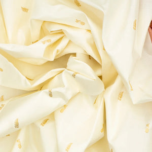 Cream Handloom Kanchipuram Korvai Silk Saree With Zari Buttas