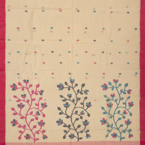 Taupe Bengal Cotton Saree With Diamond Motifs