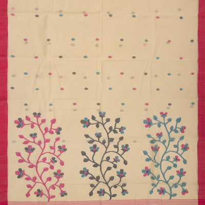 Taupe Bengal Cotton Saree With Diamond Motifs