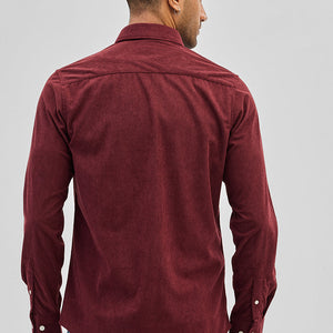 Maroon Slim Fit Corduroy Shirt