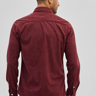 Maroon Slim Fit Corduroy Shirt
